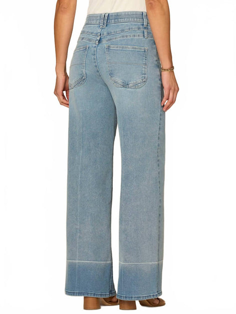 Democracy Skyrise Double V Yoke Weite Bein Jeans Mit Charm Multi US 10 3