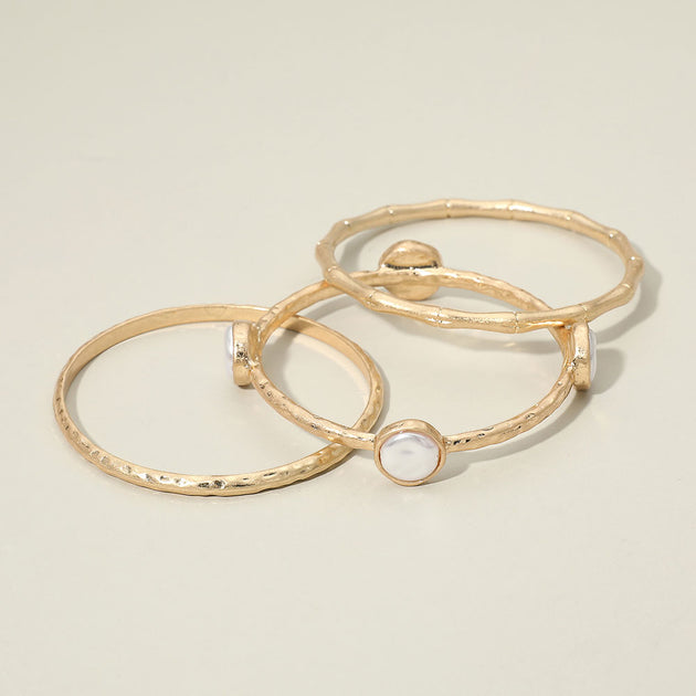 FASHNZFAB Pearl Accent Layered Bangle Silver One Size 5