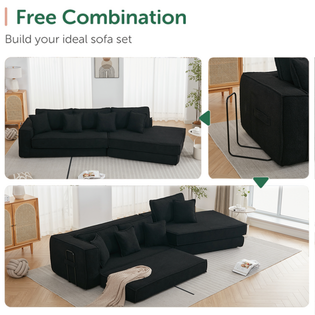 Streamdale Furniture Folding Sleeper Sofa Bed Black 3