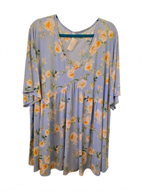Pine Apparel Rose V Neck Tunic Top Multi 5X 3