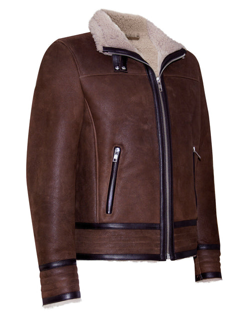 Infinity Herren Retro Pilot Schafleder Bikerjacke - Bogota Braun, XL 3