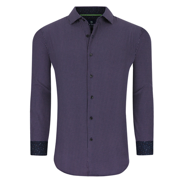 Tom Baine Slim Fit Performance Long Sleeve Geometric Button Down Blue XLarge 2