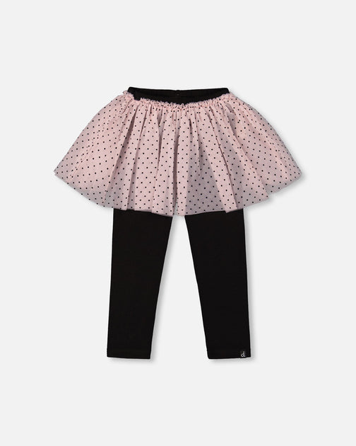 Deux par Deux Leggings with Tulle Skirt Pink/Black 2T 2