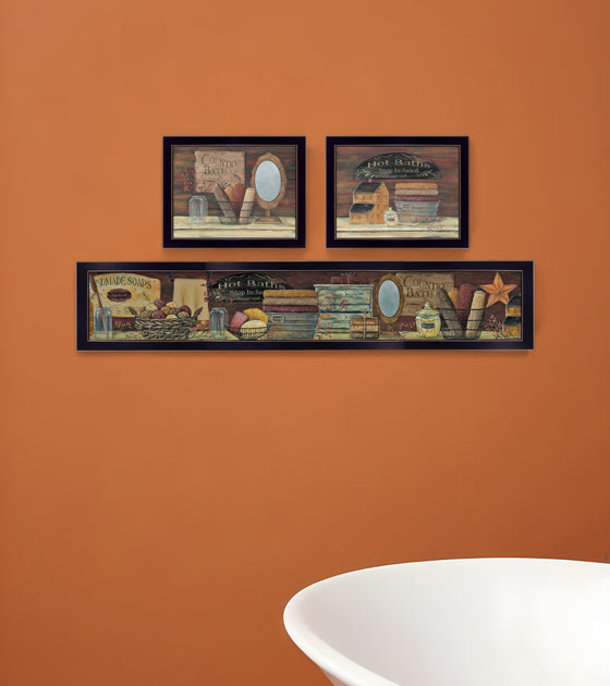 Hivvago Country Bath Set of 3 Black Framed Print Wall Art 2