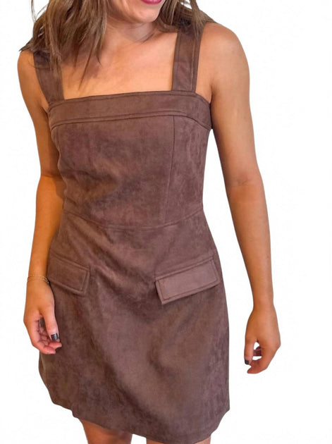 day + moon Becca Suede Mini Dress Brown Medium 2