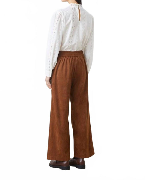Suncoo Johan Wide Leg Vegan Suede Pants Brown Medium 4