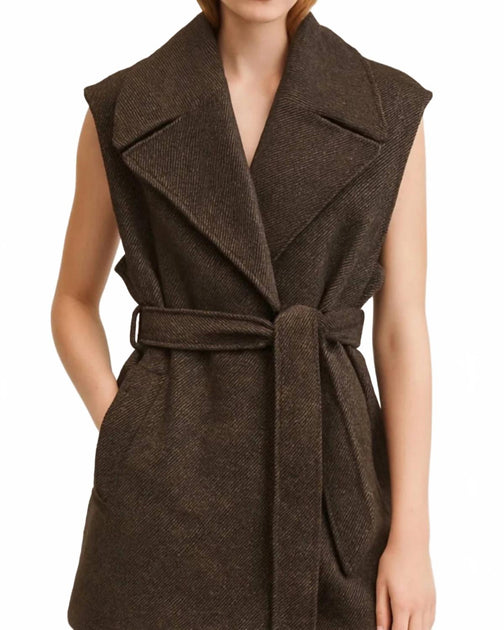 Suncoo Long Textured Vest Brown Medium 3