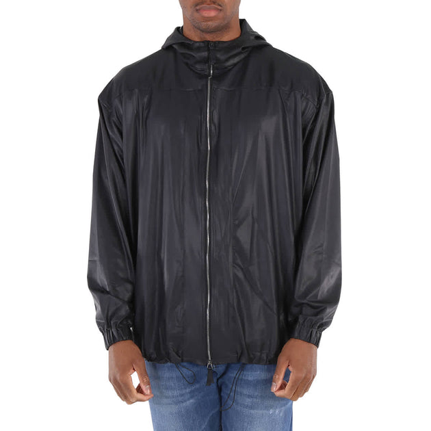 Emporio Armani Black Hooded Technical-jersey Blouson Jacket