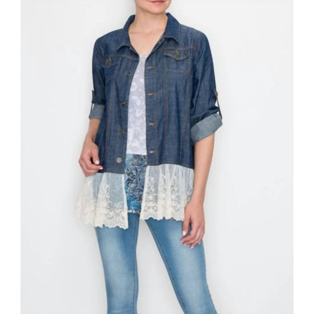 Origami Women's Denim Jacket Blue 3X 4