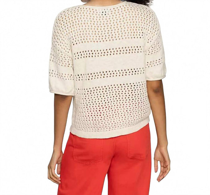 Sanctuary Openwork Tee Beige Small 5
