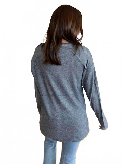 ALX COUTURE Yarn Dyed Crew Sweater Grey XLarge 4