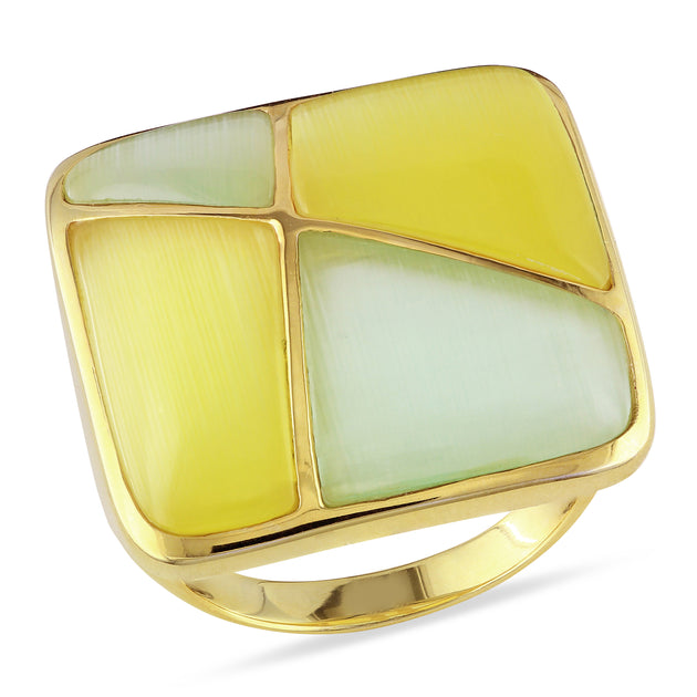 Mimi & Max Cocktail Ring Yellow Silver Green US 8 2