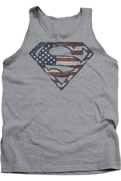 Gildan Superman War-Torn Flag Tank Top Grey XL 2