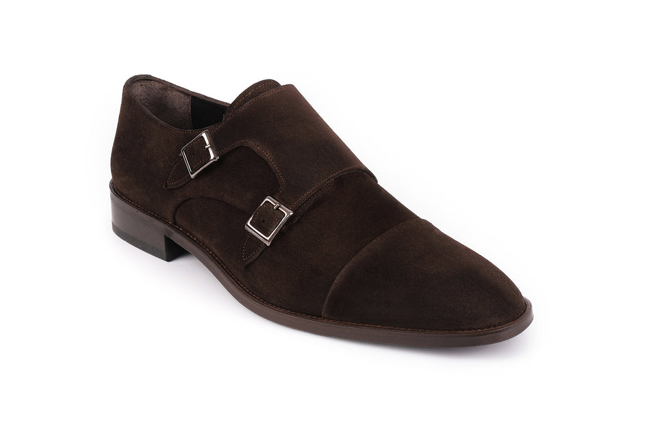 Vella Pais Mico Cap Toe Suede Double Monk Brown US 8 4