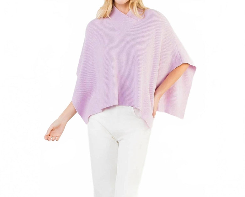 THML Ribbed Knit Poncho Top Purple XS 3