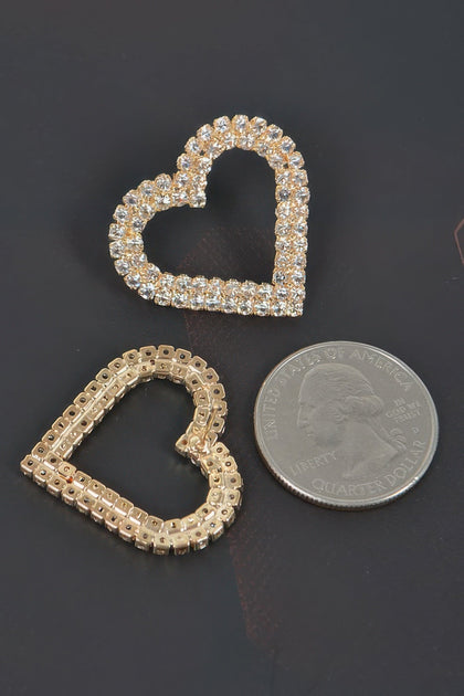 TRUEDAMES Heart Rhinestone Button Earring Silver 4