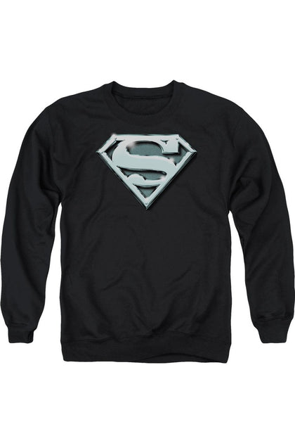 Gildan Superman Chrome Shield Crewneck Sweatshirt Black XL 2