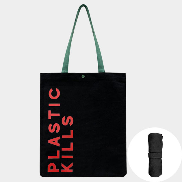 FASHNZFAB PLASTIC KILLS Foldable Eco Bag Black 3
