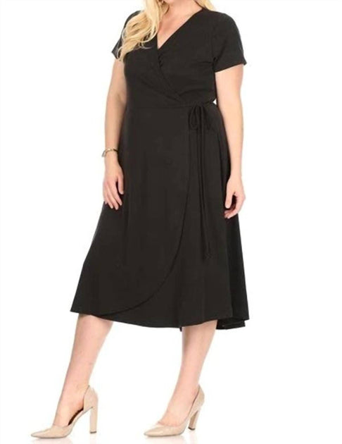 Chris & Carol V-Ausschnitt Wickel-Midikleid Schwarz Large 4