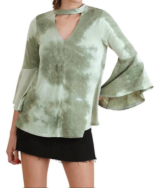 Umgee Tie Dye Bell Sleeve Top Multi Medium 2
