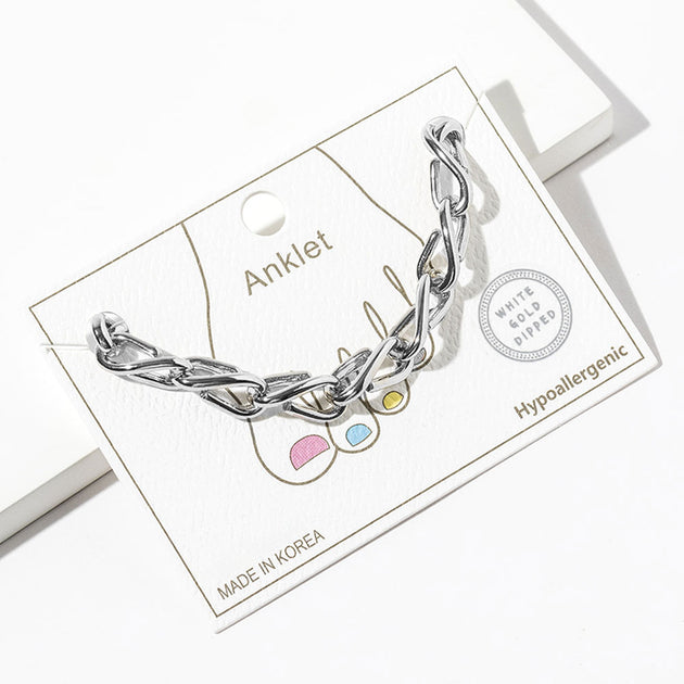 FASHNZFAB Twisted Link Chain Anklet Silver 4