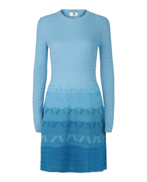 M Missoni Wave-Pattern Long Sleeve Dress Blue Large 3
