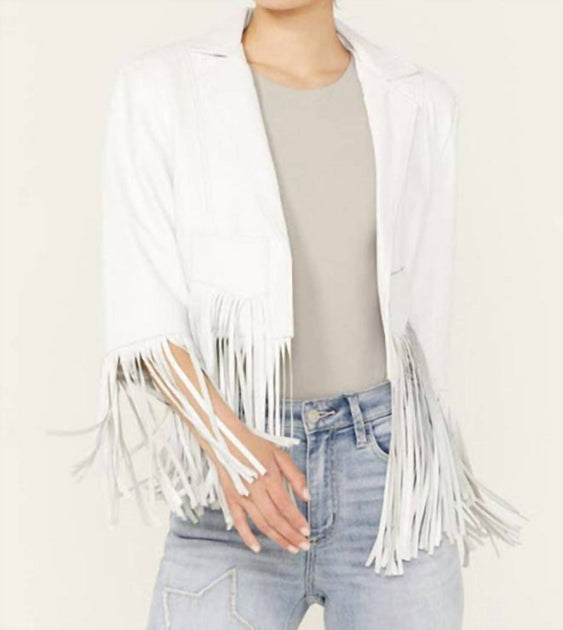 Cripple Creek Women's Nappa Lamb Leather Jacket White Medium 2