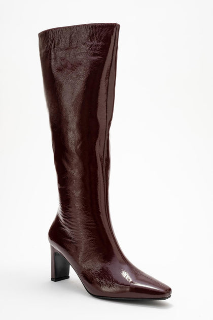 Forever & Always Shoes Velencia Leather Knee High Boot Brown US 9.5 2