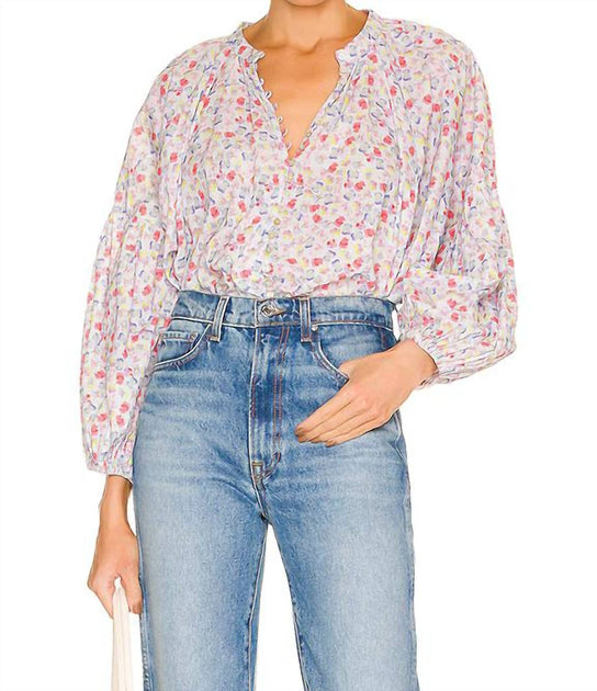 SOMETHING NAVY Langarm Flowy Button Up Top Beige XLarge 2