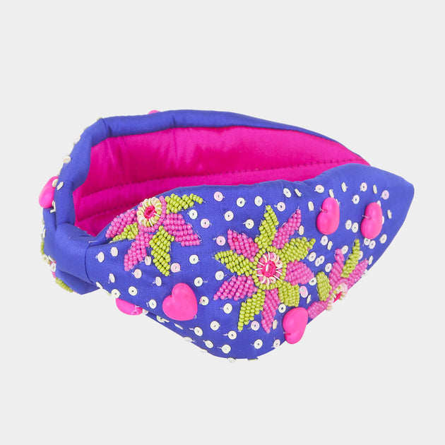 FASHNZFAB Herz Mehrfarbig Perlen Blumen Haarreif Pink 3