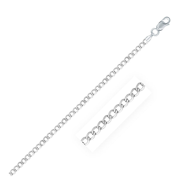 FASHNZFAB Curb Chain Sterling Silver Silver 3.00 mm US 18 2