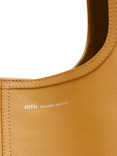 Ami Paris Honey Leather Shoulder Bag Yellow 4