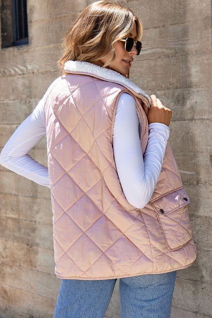 TRUEDAMES Quilted Vest Pink Large 3
