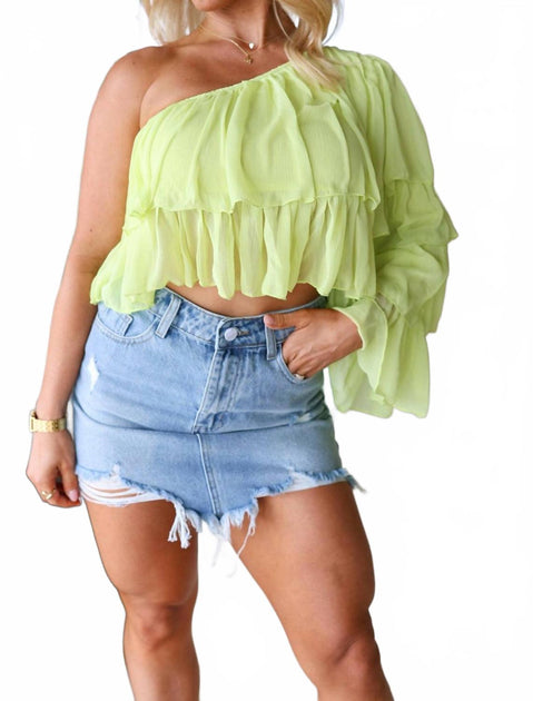 Idem Ditto One Shoulder Tiered Sleeved Top Multi Large 2