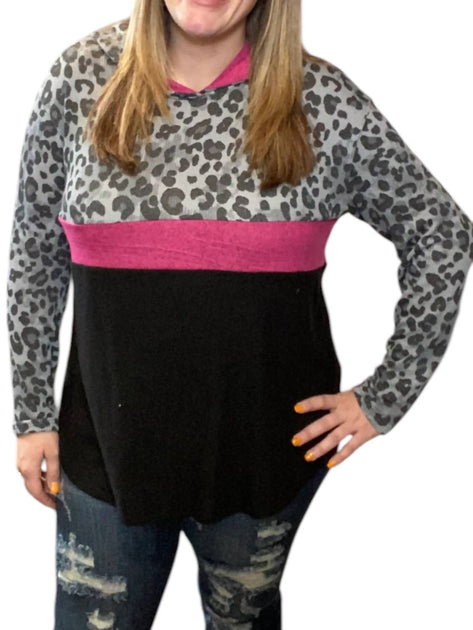 honeyme Sweat à capuche Léopard des neiges Gris 2X 2