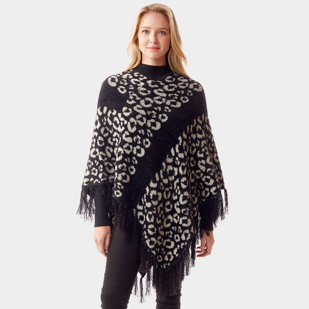 TRUEDAMES Leopard Poncho Beige One Size 4