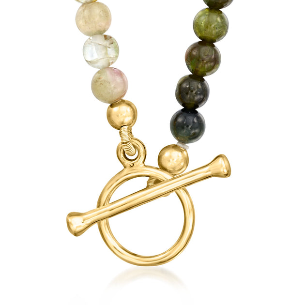 Ross-Simons Multicolored Tourmaline Bead Charm-Compatible Toggle Necklace Red 5