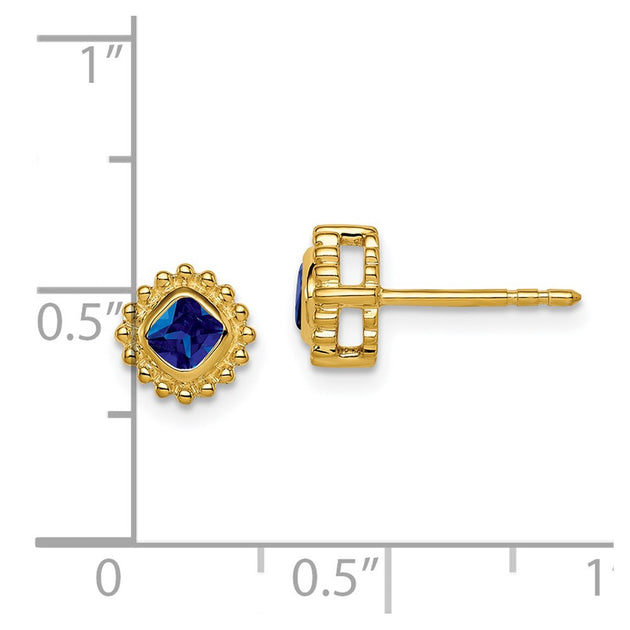Diamond2Deal Cushion Sapphire Stud Earrings Blue 3