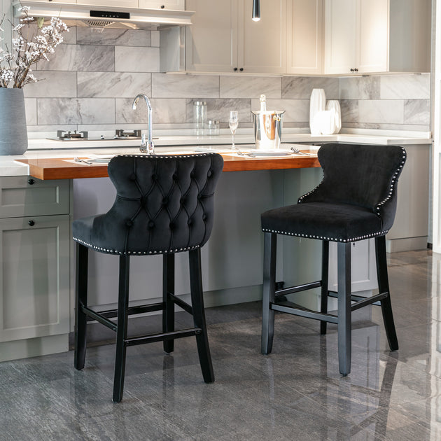 Streamdale Modern Velvet Bar Stool 4