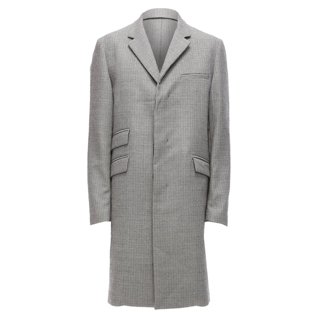 Marni Houndstooth Wool Blend Longline Coat Grey EU 48 4