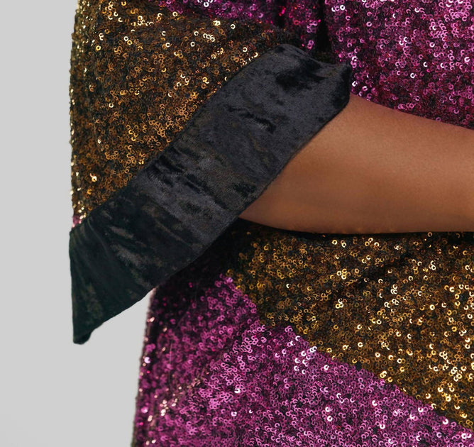 -bl^nk- Sequin 3/4 Sleeve Duster - Plus Multi 2X 3