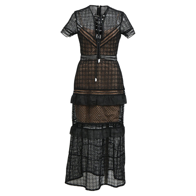 scalloped black lace dress Karen Kane Women's Scalloped Lace Cocktail Dress - Black main image 0