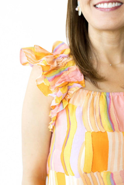 Fate Celine Ruffle Shoulder Top Multi Medium 4