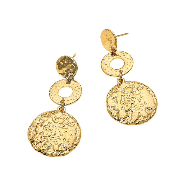 FASHNZFAB Disc Drop Earrings Gold 3