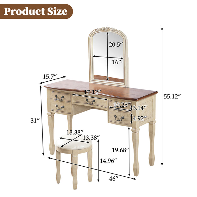Streamdale 46 Vintage Makeup Vanity White 4