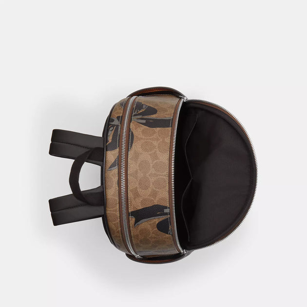 Coach Outlet Court Backpack In Signature Canvas With Bow Print