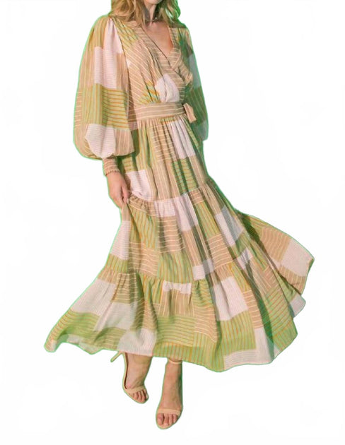 FLYING TOMATO Stripes Printed Woven Midi Dress 3