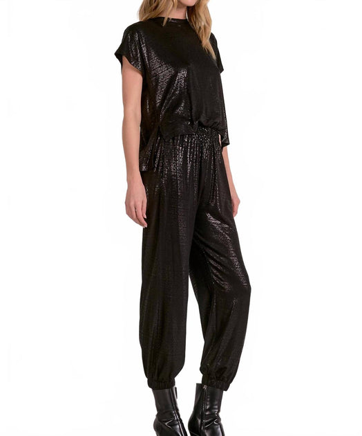 ELAN Mara T-Shirt Jumpsuit Black Large 4