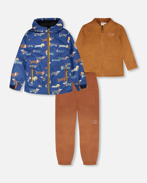 Deux par Deux 3-in-1 Outerwear Set Blue Dog Print US 7 2