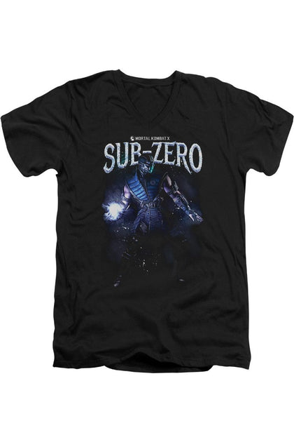 Gildan Mortal Kombat Sub-Zero V-Ausschnitt T-Shirt Schwarz Large 2